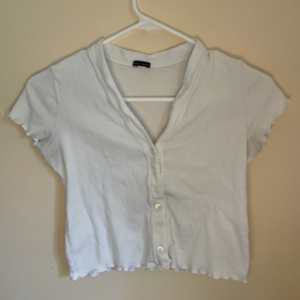 Brandy Melville Paige Ruffle Button Up